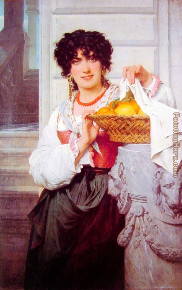 Pisan Girl with Basket of Oranges and Lemons painting - Pierre-Auguste Cot Pisan Girl with Basket of Oranges and Lemons art painting